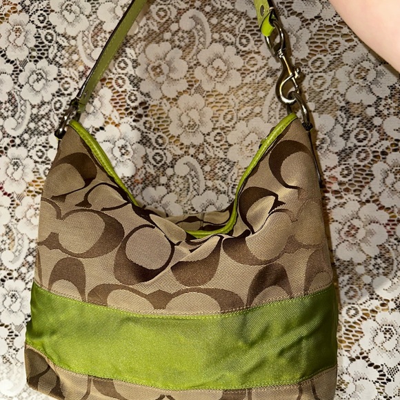 Coach y2k Signature Jacquard Green and Brown Hobo bag - Picture 1 of 6